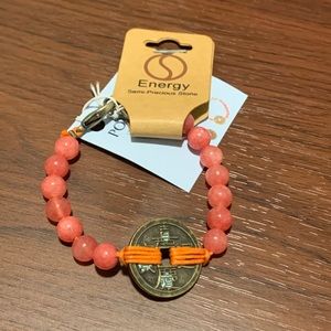 Spiritual energy coin bracelet- semiprecious stone